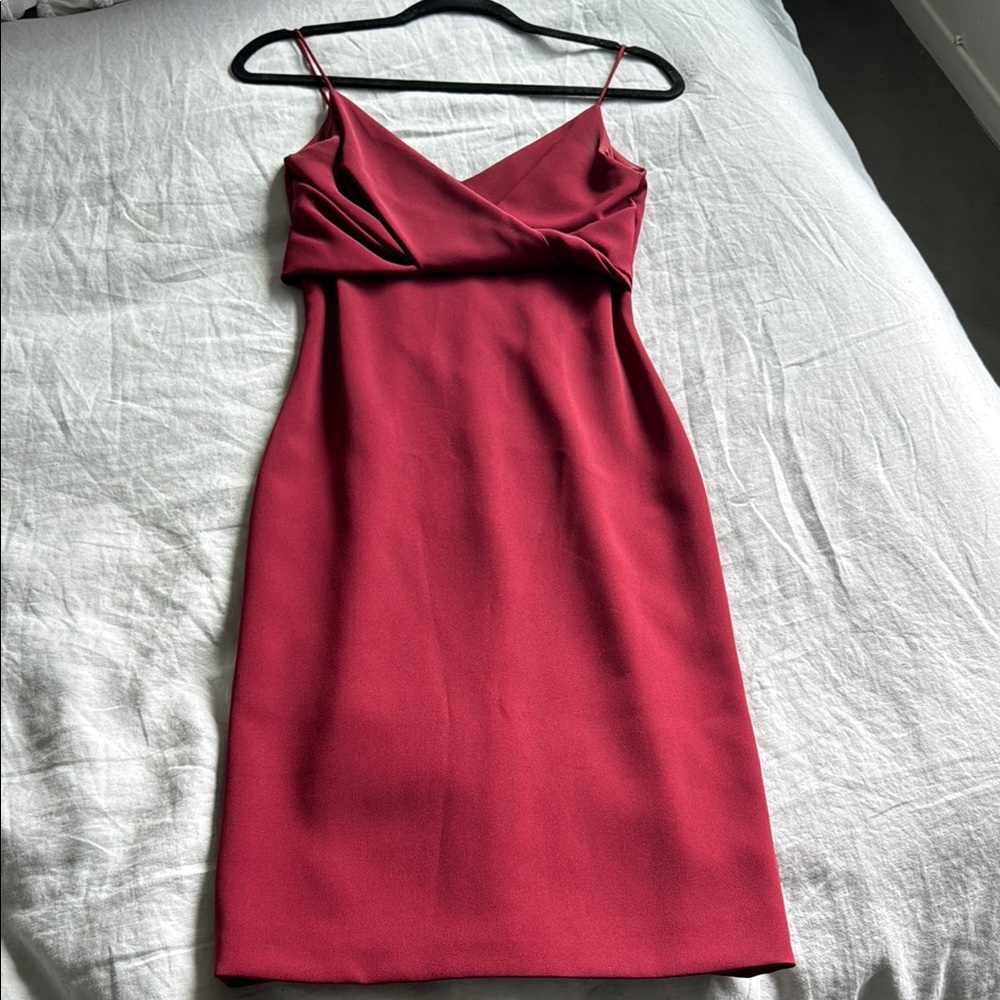 Gucci Deep Red Sheath Knee Length Dress Spaghetti Strap
